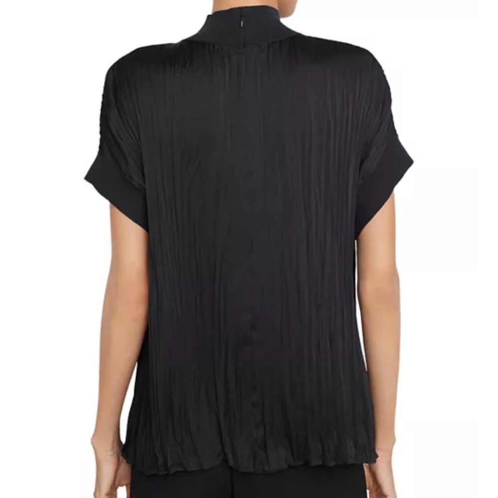 Vince Rib Mock Neck Crushed Satin Popover - Picture 2 of 11